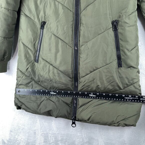JDY Skylar Chevron Padded Jacket Long Hooded Womens Army Green Size Small - Picture 13 of 15